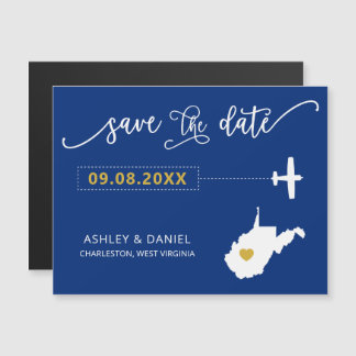 West Virginia Wedding Save the Date Kaart, kaart Magnetische Uitnodiging