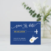 West Virginia Wedding Save the Date Map Briefkaart (Staand voorkant)