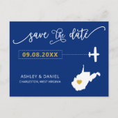 West Virginia Wedding Save the Date Map Briefkaart (Voorkant)