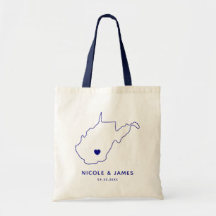 West Virginia Wedding Welcome Bag Map Tas, marine Tote Bag