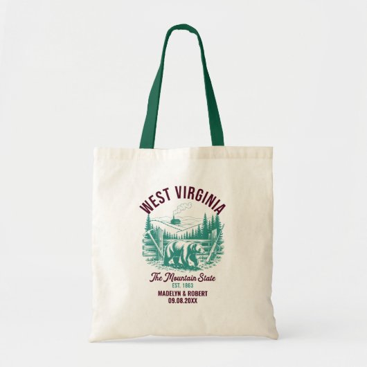 West Virginia Wedding Welcome Bag, State Love Tote Bag (Voorkant)