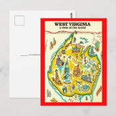 West Virginia Wereldbeeld Ansichtkaart Briefkaart (Voorkant / Achterkant)
