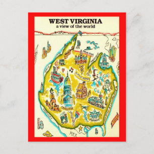West Virginia Wereldbeeld Ansichtkaart Briefkaart