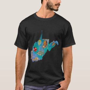 West Virginia-wildlife in waterverf T-shirt