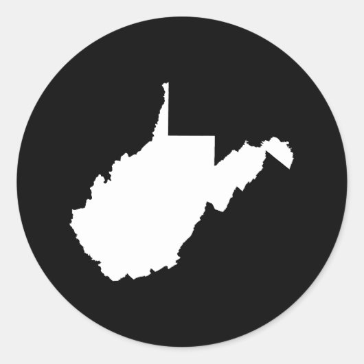 West Virginia Wit en Zwart Ronde Sticker (Voorkant)