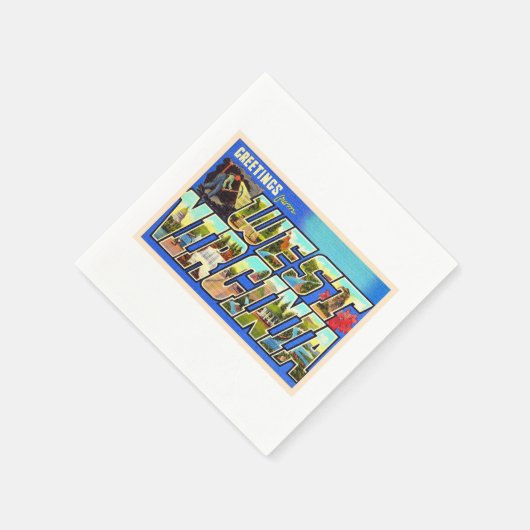 West Virginia WV Large Letter Briefkaart Servet (Hoek)