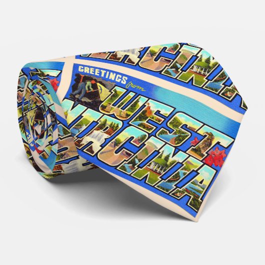 West Virginia WV Large Letter Briefkaart Stropdas (Opgerold)