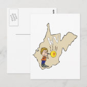 West Virginia WV Map met Glass Baling Cartoon Briefkaart (Voorkant / Achterkant)