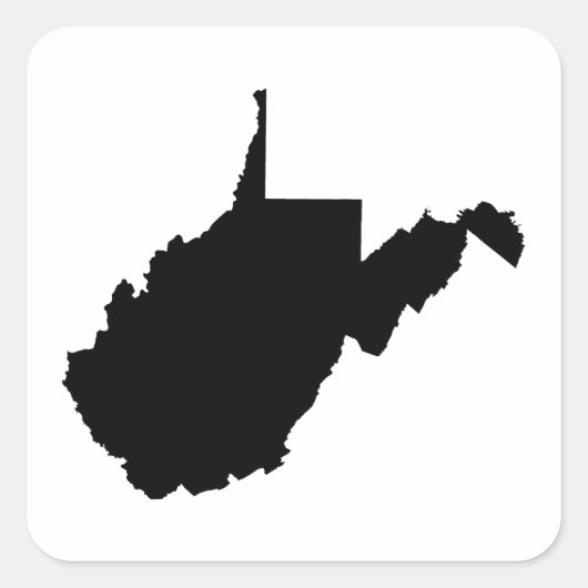 West Virginia Zwart en Wit Vierkante Sticker (Voorkant)