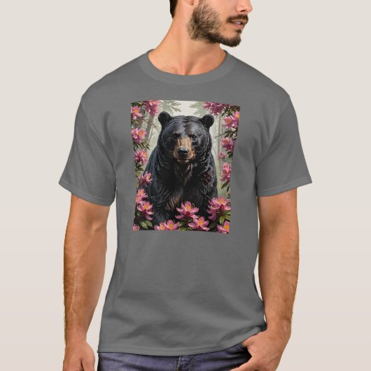 West Virginian Bear en Rododendrons T-shirt (Voorkant)