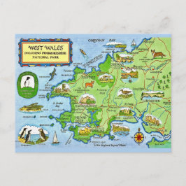 West Wales Vintage Kaart Ansichtkaart