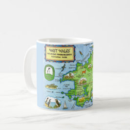 West Wales Vintage Kaart Ansichtkaart Koffiemok