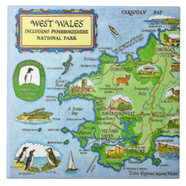 West Wales Vintage Kaart Keramische Tegel Tegeltje