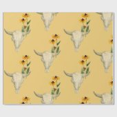 West Western Koe Skull Horns Black Eyed Susan Cadeaupapier (Vlak)