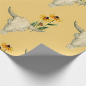 West Western Koe Skull Horns Black Eyed Susan Cadeaupapier (Hoek)