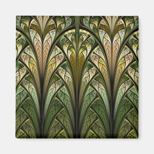 West Wind Groen Abstract Glas in lood Magneet (Voorkant)