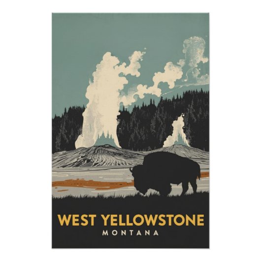 West Yellowstone Montana Bison Perfect Poster (Voorkant)