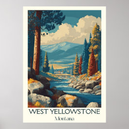West Yellowstone MT  winterski kunst Poster