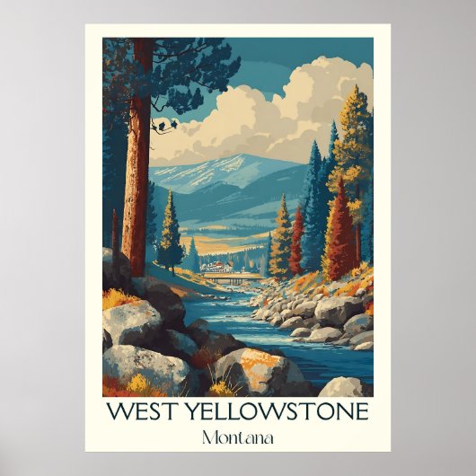 West Yellowstone MT  winterski kunst Poster (Voorkant)