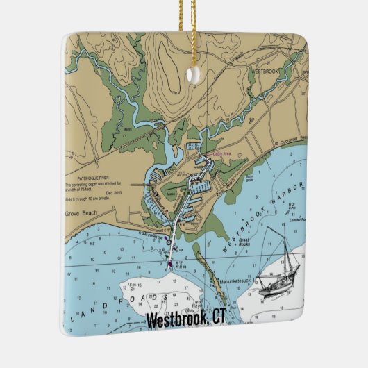 Westbrook CT Nautical Chart Keramisch Ornament (Rechts)