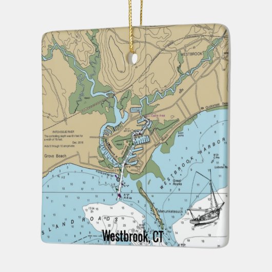 Westbrook CT Nautical Chart Keramisch Ornament (Links)