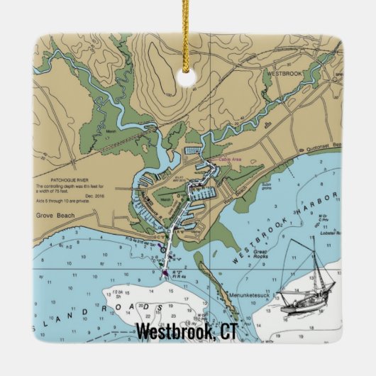 Westbrook CT Nautical Chart Keramisch Ornament (Achterkant)