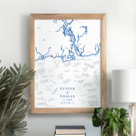 Westbrook Wedding Elegant Navy Guest Book Poster