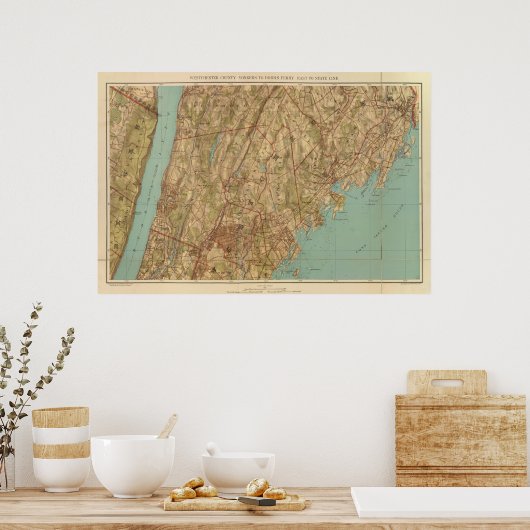 Westchester Co., Yonkersstate line Poster (Keuken)