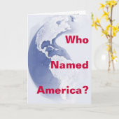 Westelijk halfrond, wie noemde Amerika? Wenskaart Kaart (Gele Bloem)