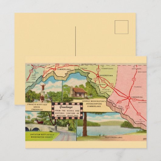 Westelijk Maryland Vintage Kaart (Voorkant / Achterkant)