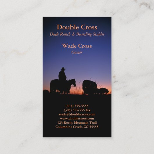 Westelijke Dude Ranch Visitekaartje (Voorkant)
