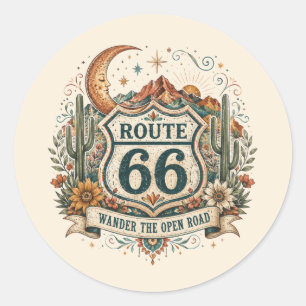 Westelijke Route 66 Saguaro Sunset Decal Ronde Sticker