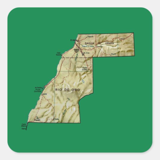 Westelijke Sahara Kaart Sticker (Voorkant)