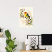 Westelijke Tanager Vogel  Poster (Thuiskantoor)