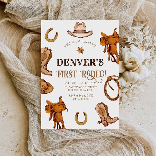 Wester Eerste Rodeo Wild West Cowboy Verjaardagsfe Kaart