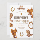 Wester Eerste Rodeo Wild West Cowboy Verjaardagsfe Kaart (Voorkant)