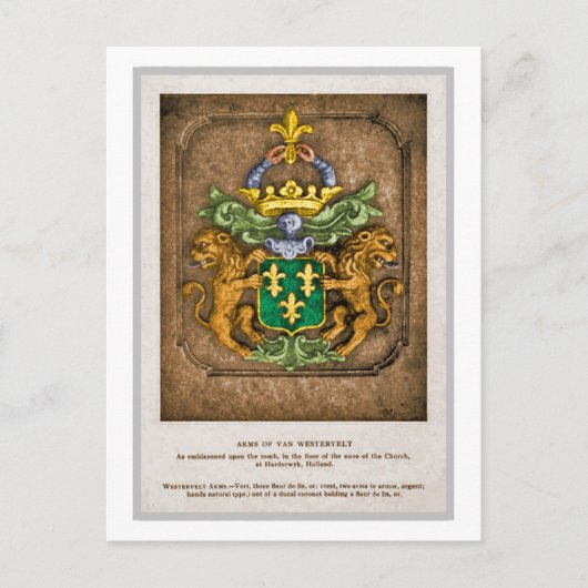 Westerfield Nederlandse gezinscolat van wapens. Briefkaart (Voorkant)