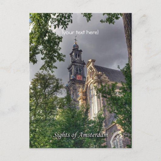Westerkerk, Amsterdam Kerk, Sights van Amsterdam Briefkaart (Voorkant)