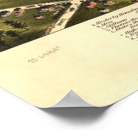 Westerly Rhode Island 1877 Antiek Panorama Poster (Hoek)