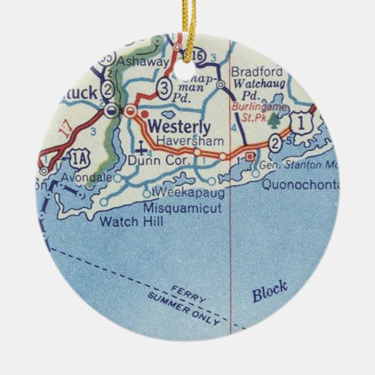 Westerly RI  Map" Keramisch Ornament (Voorkant)