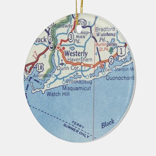 Westerly RI Map" Keramisch Ornament (Links)