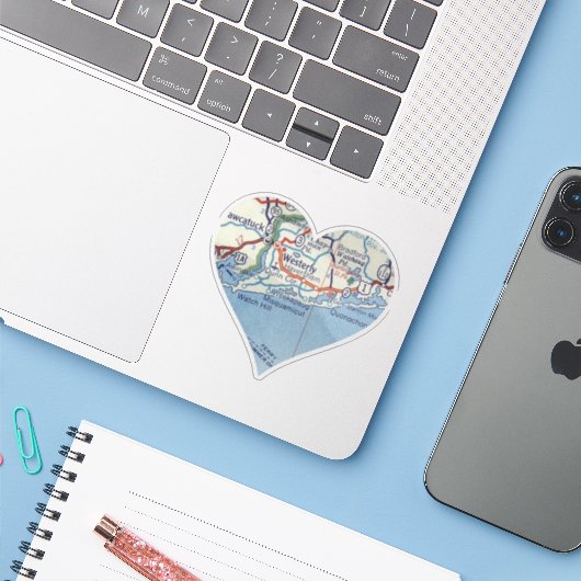 Westerly RI Map Sticker (Laptop met iPhone)