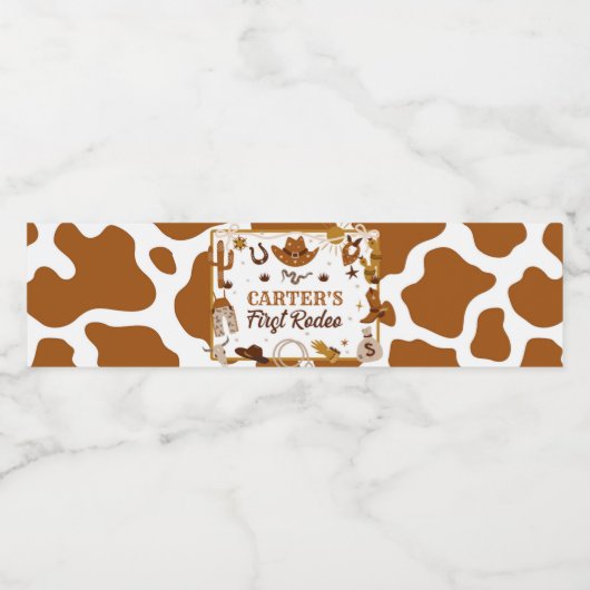 Western 1e Rodeo Verjaardagsfeest Waterfles Etiket (Enkel label)