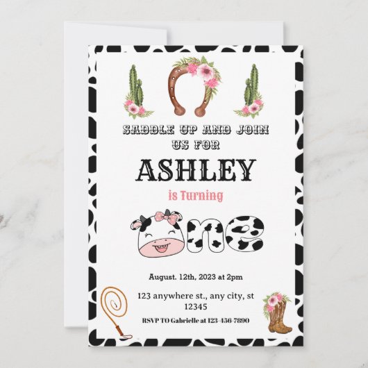 Western 1e rodeo voor babymeisjes kaart (Voorkant)