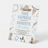 Western 1st Birthday Time Capsule Sign Reclamebord Met Voetstuk (Voorkant)