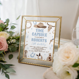 Western 1st Birthday Time Capsule Sign Reclamebord Met Voetstuk