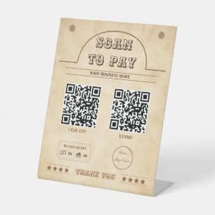 Western 2 QR codes landenscan te betalen Reclamebord Met Voetstuk