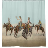  Western 4 cowboys op Bucking Horses Douchegordijn (Voorkant)