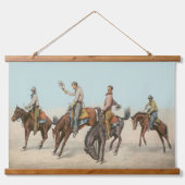 Western 4 cowboys op Bucking Horses Hangend Wandkleed (Voorkant)