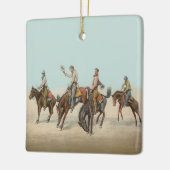  Western 4 cowboys op Bucking Horses Keramisch Ornament (Links)